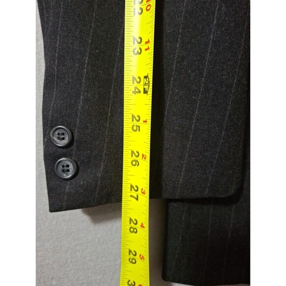 VTG Brooks Brothers Blazer Men 44L Chalk Stripe Made In USA Black Jacket 90s - Picture 8 of 11